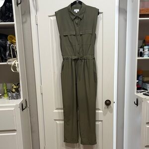 Evereve Olive Utility Drawstring Jumpsuit